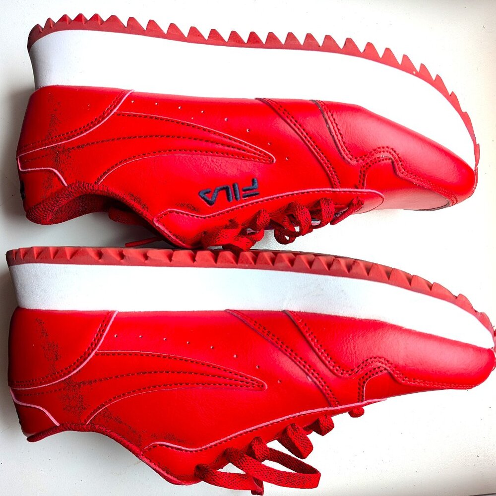 FILA Women's Sneakers RED Low-Top Classic Retro Style 5RM01999-647 White Size 9 - Picture 2 of 8
